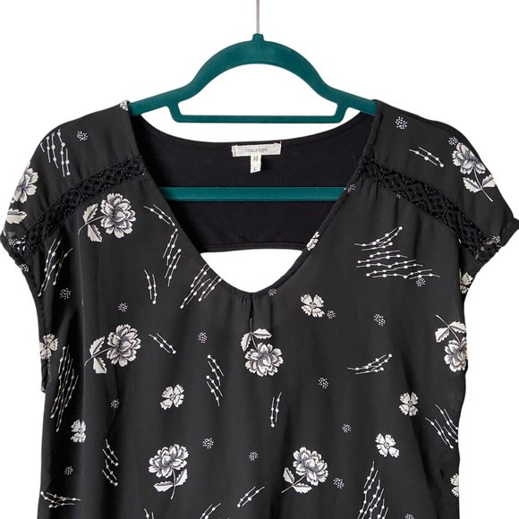 Maurices Women's Black Floral Short Sleeve Top Size Large - Picture 3 of 8